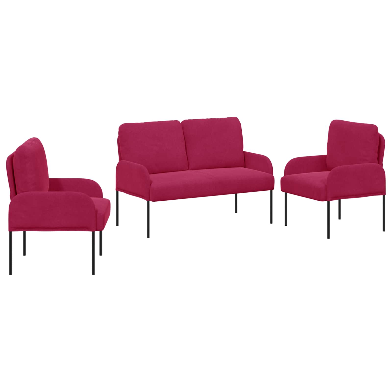 Ensembles de canapés 3 pcs Bordeaux 115 x 56 x 80 cm - XIOS