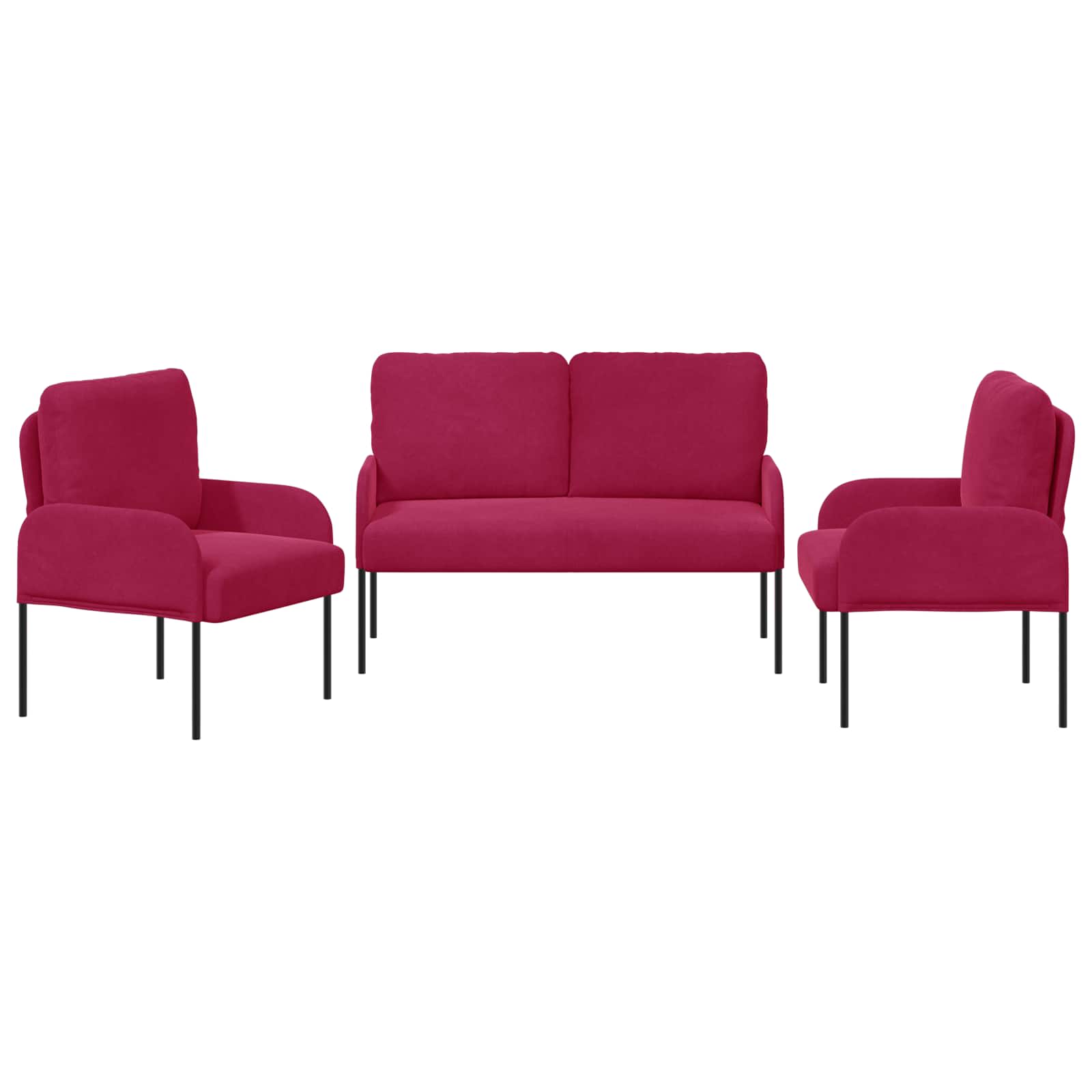 Ensembles de canapés 3 pcs Bordeaux 115 x 56 x 80 cm - XIOS
