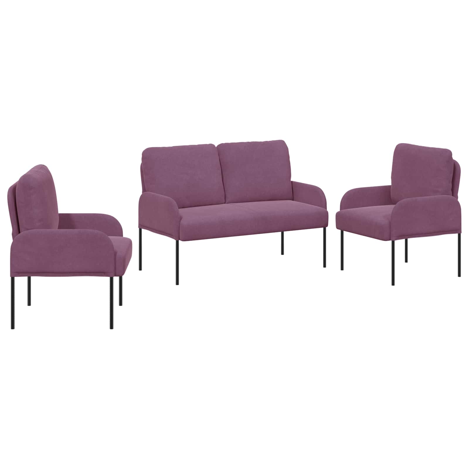 Ensembles de canapés 3 pcs Violet 115 x 56 x 80 cm Contreplaqué - XIOS