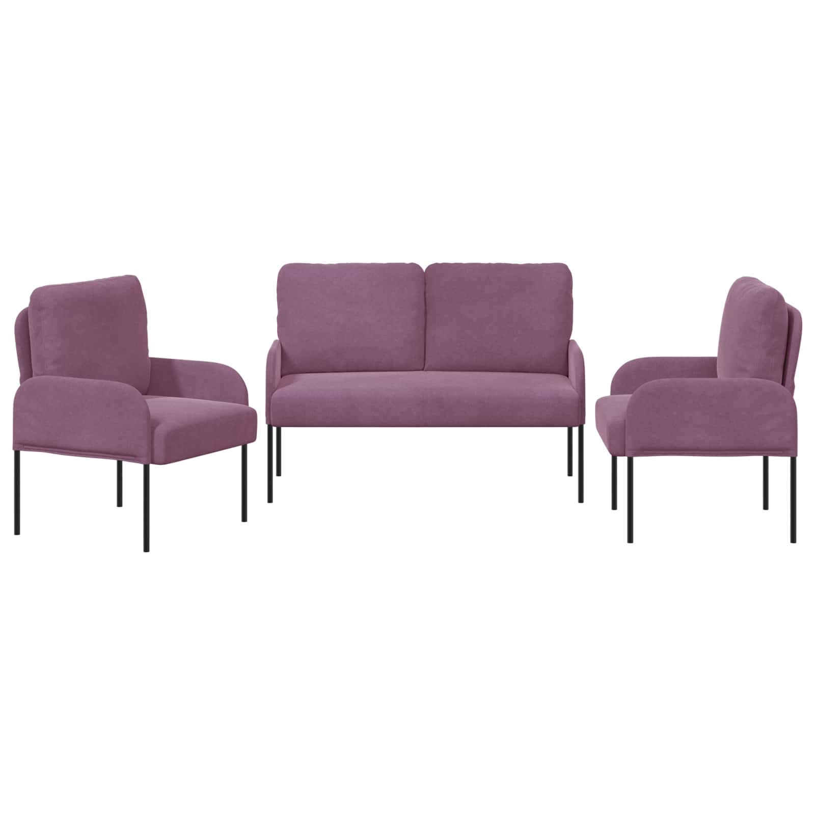 Ensembles de canapés 3 pcs Violet 115 x 56 x 80 cm Contreplaqué - XIOS