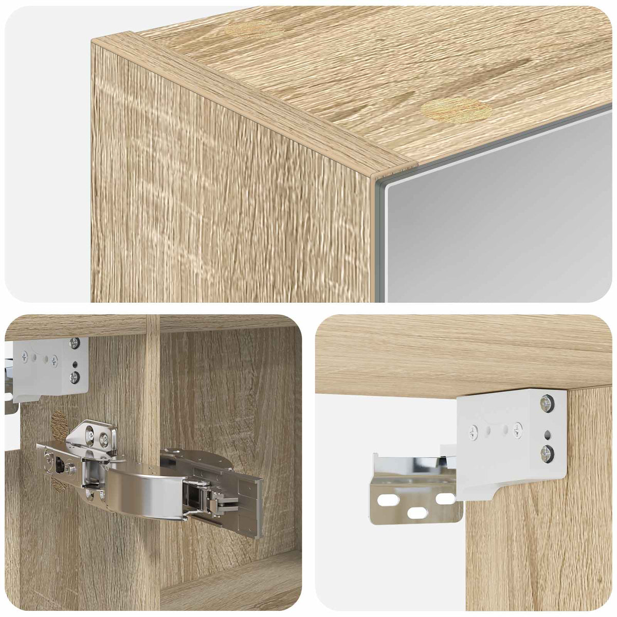 Armoire Miroir de Salle de Bain Chêne Sonoma 100 x 14,5 x 70 cm