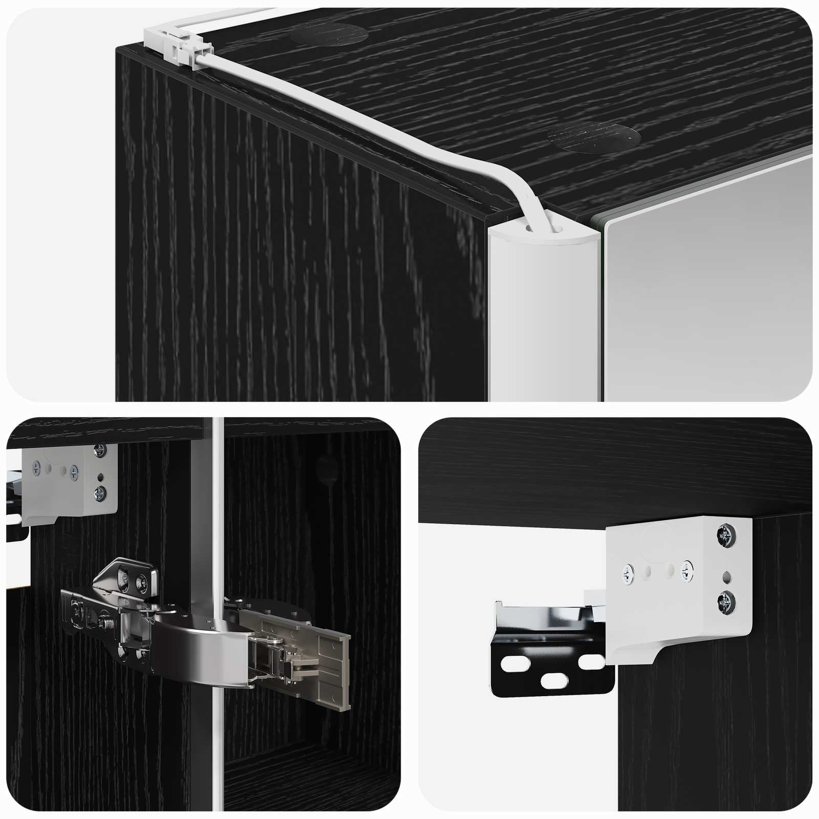 Armoire Miroir de Salle de Bain Chêne noir 103,5 x 15,5 x 70 cm - XIOS