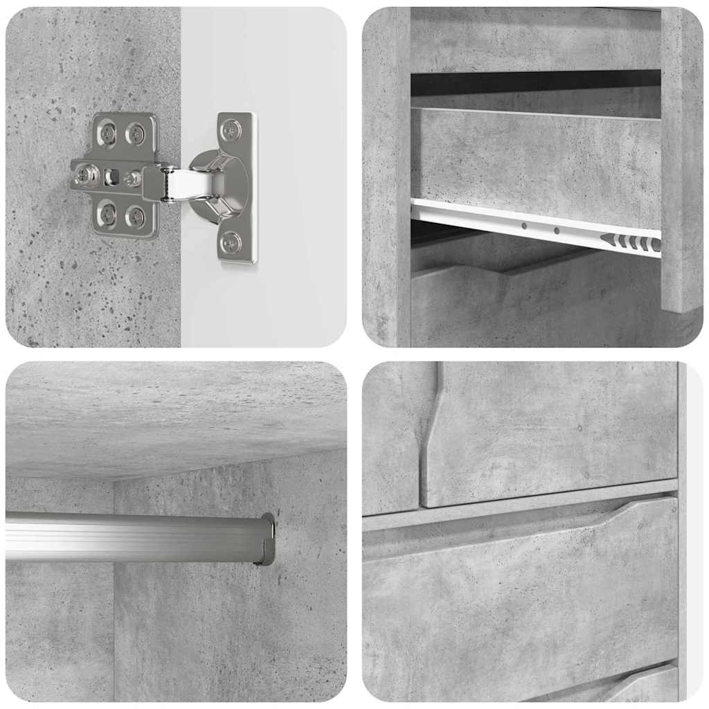 Armoire Gris Béton 79,5 x 49 x 156 cm Bois d’ingénierie - XIOS