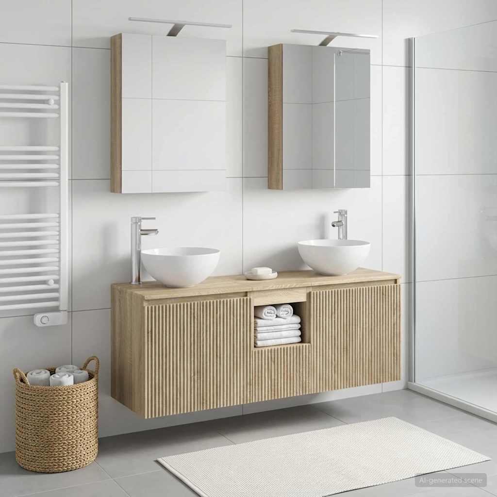 Ensemble d'armoire de salle de bain 5 pcs Chêne Sonoma