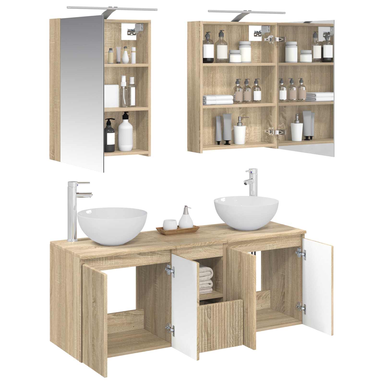 Ensemble d'armoire de salle de bain 5 pcs Chêne Sonoma