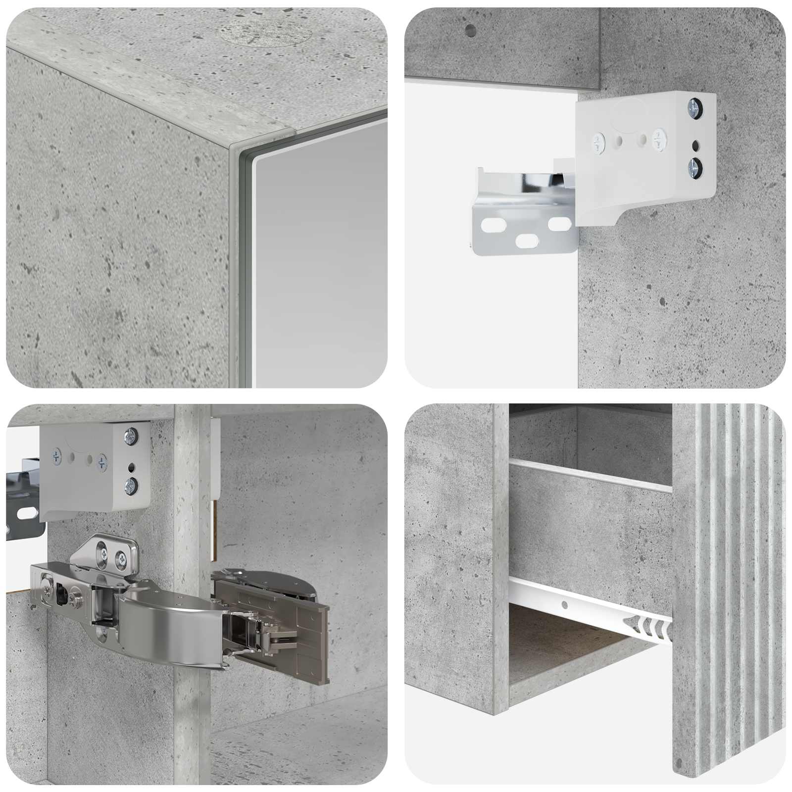 Ensemble d'armoire de salle de bain 4 pcs Gris béton - XIOS