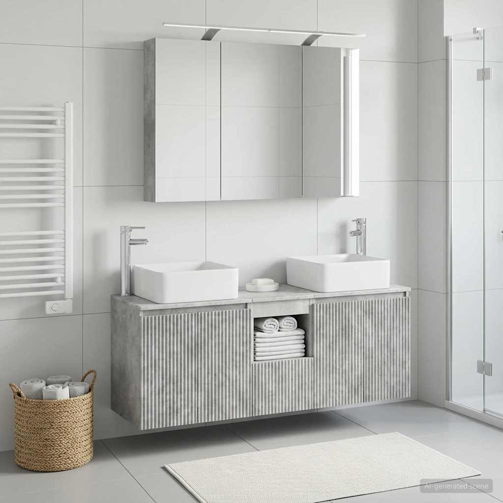 Ensemble d'armoire de salle de bain 4 pcs Gris béton - XIOS
