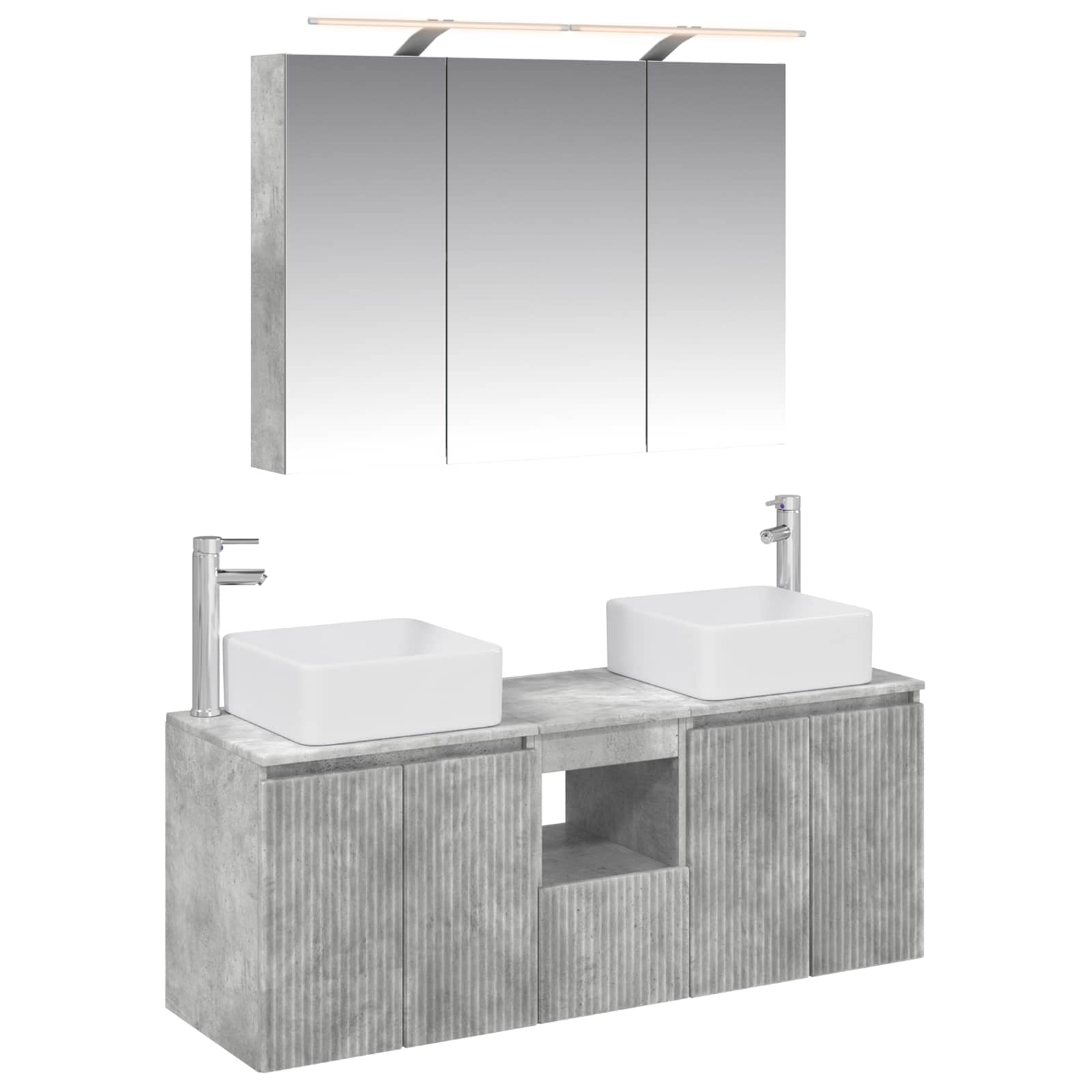 Ensemble d'armoire de salle de bain 4 pcs Gris béton - XIOS