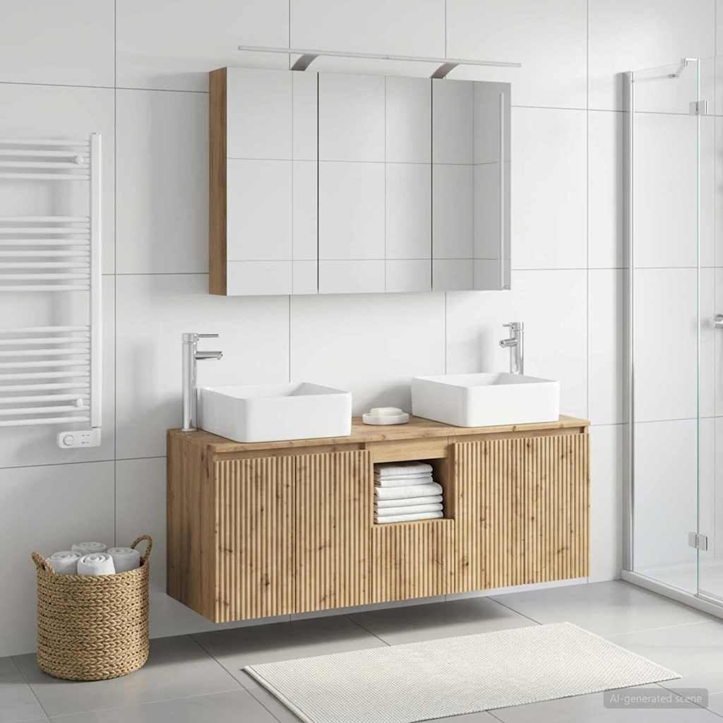 Ensemble d'armoire de salle de bain 4 pcs Chêne artisanal - XIOS