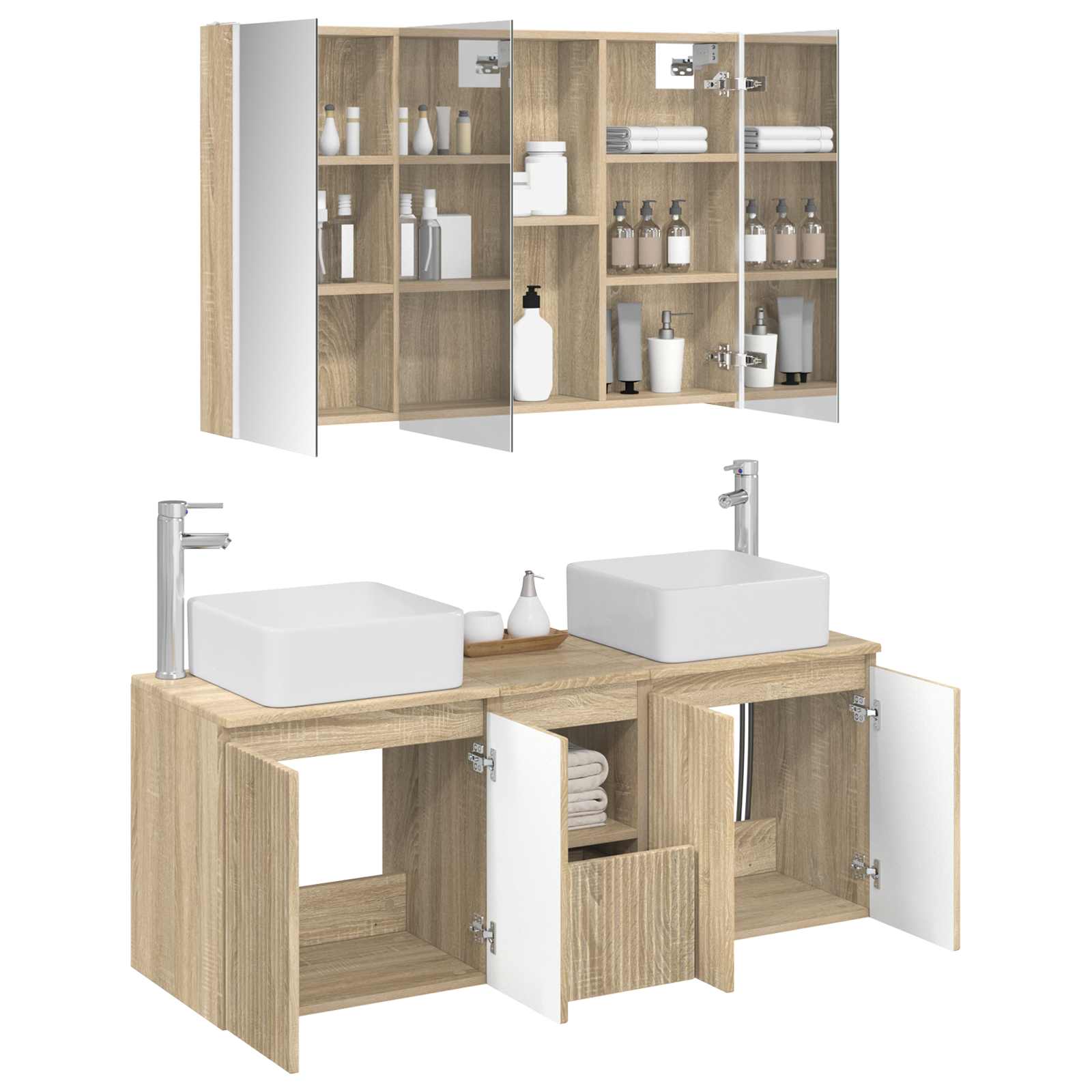 Ensemble d'armoire de salle de bain 4 pcs Chêne Sonoma - XIOS