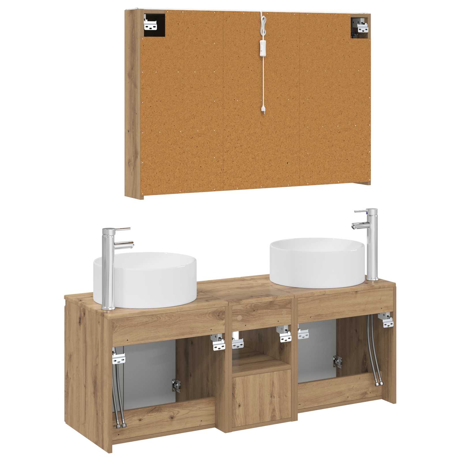 Ensemble d'armoire de salle de bain 4 pcs Chêne artisanal - XIOS