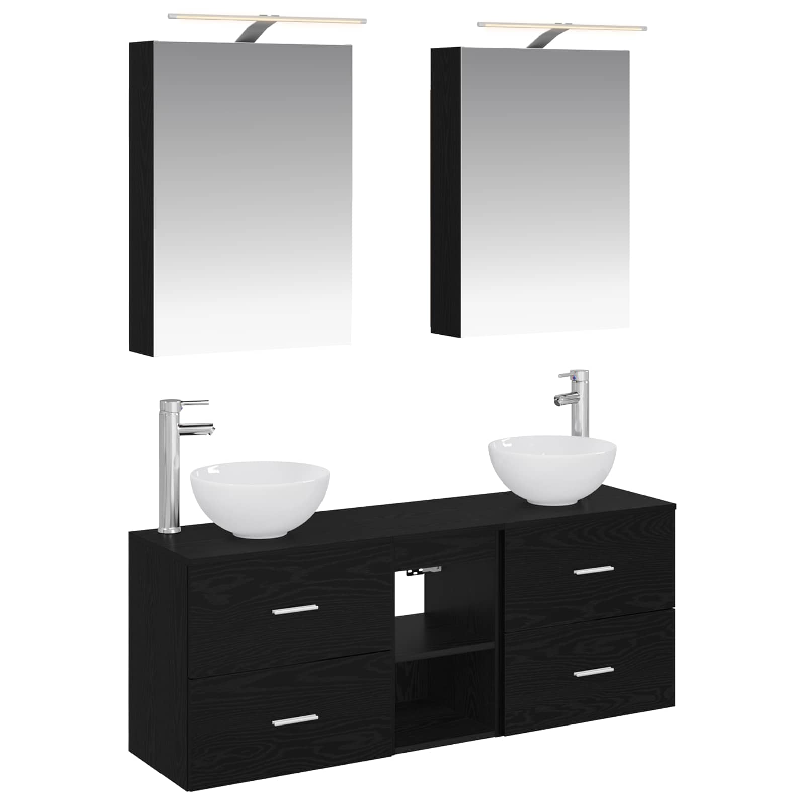 Ensemble d'armoire de salle de bain 5 pcs Chêne noir - XIOS