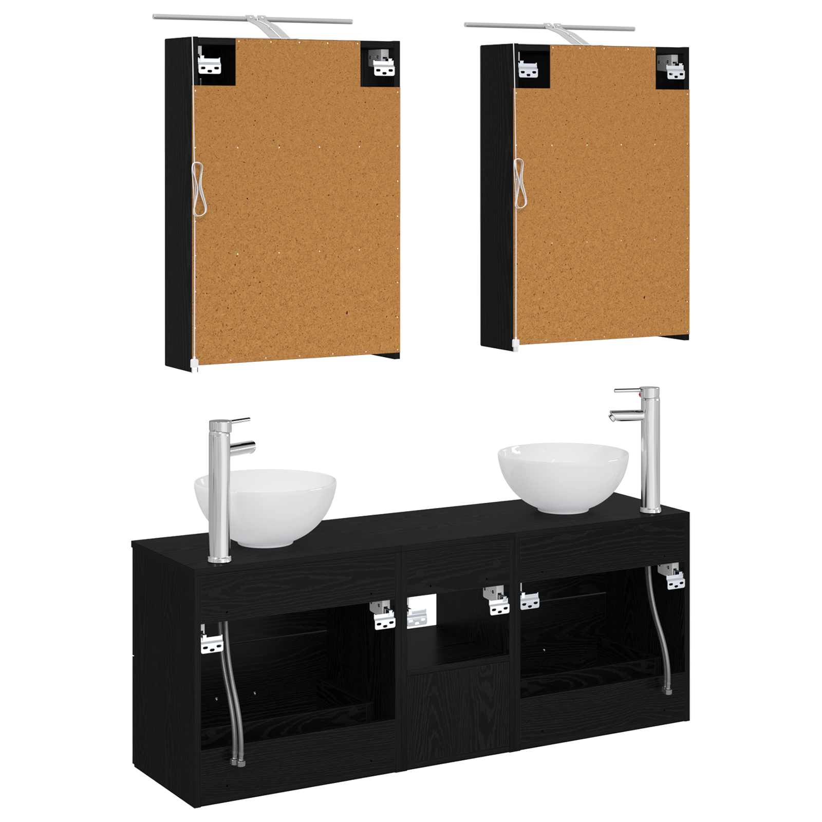 Ensemble d'armoire de salle de bain 5 pcs Chêne noir - XIOS