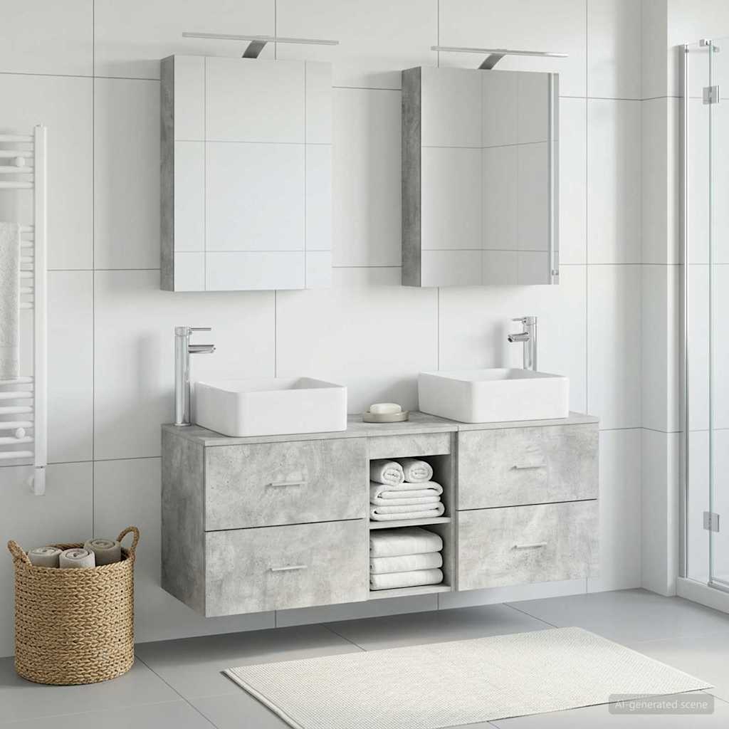 Ensemble de mobilier de salle de bain 5 pcs Gris béton