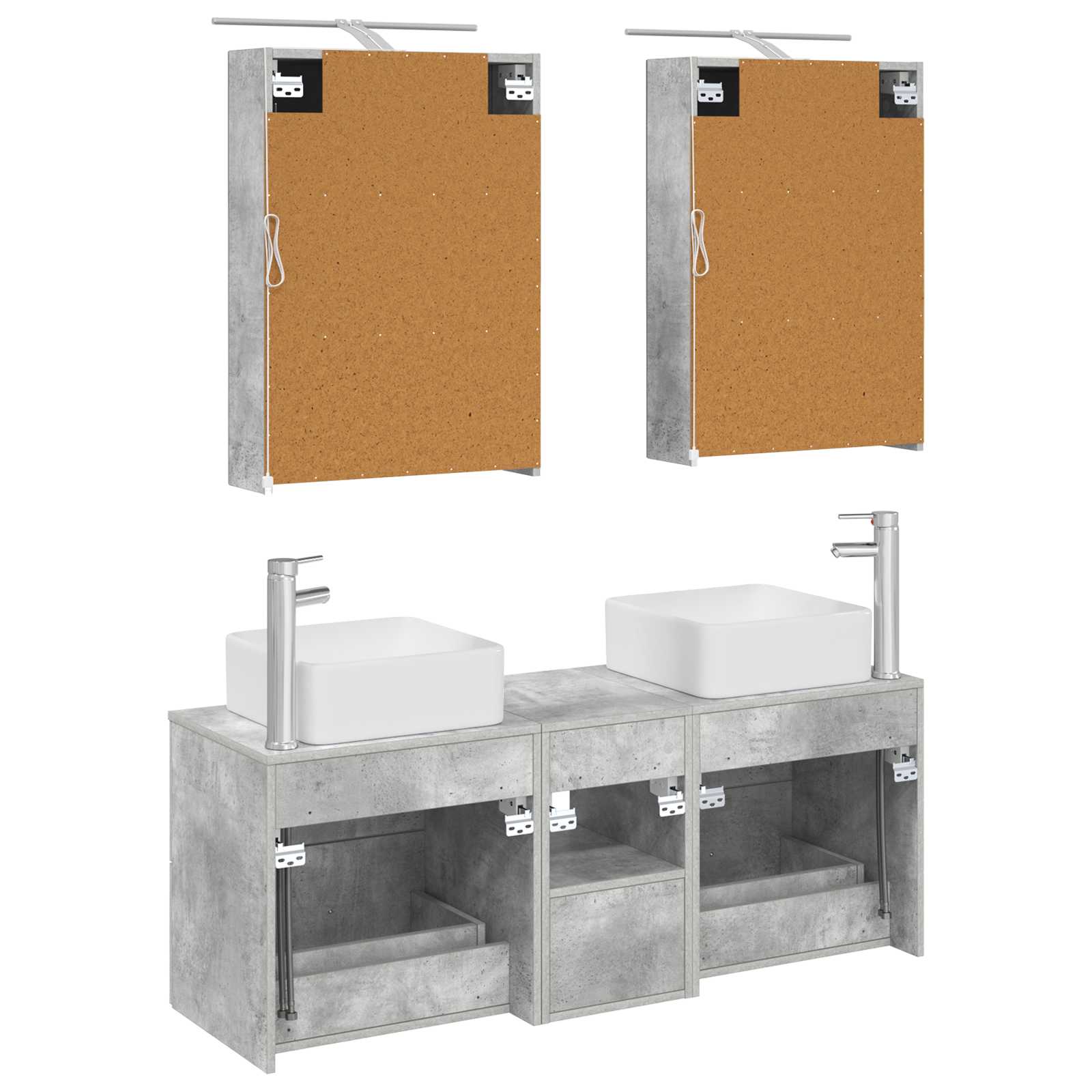 Ensemble de mobilier de salle de bain 5 pcs Gris béton