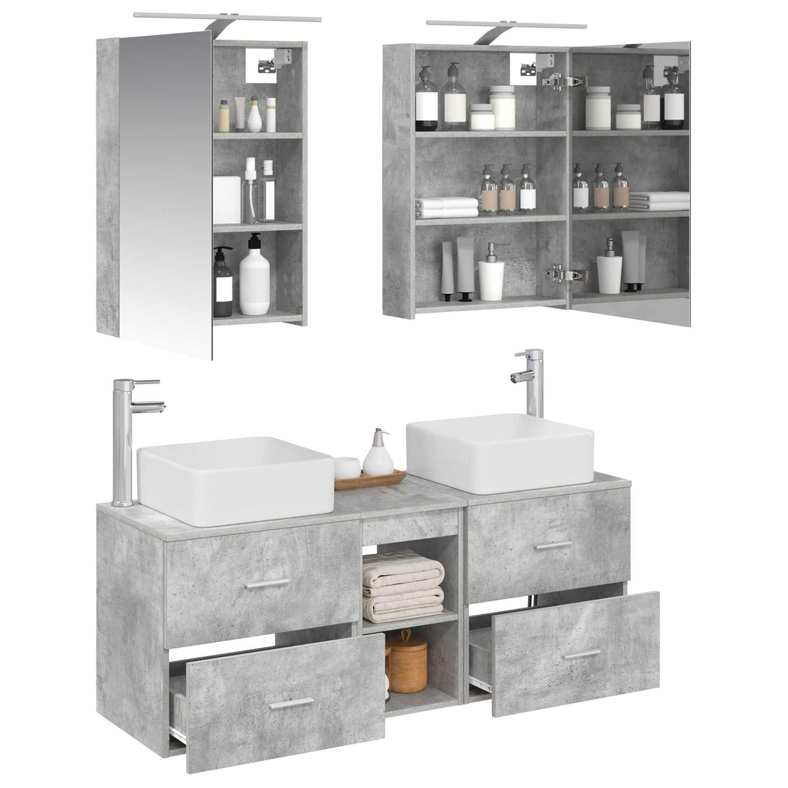 Ensemble de mobilier de salle de bain 5 pcs Gris béton