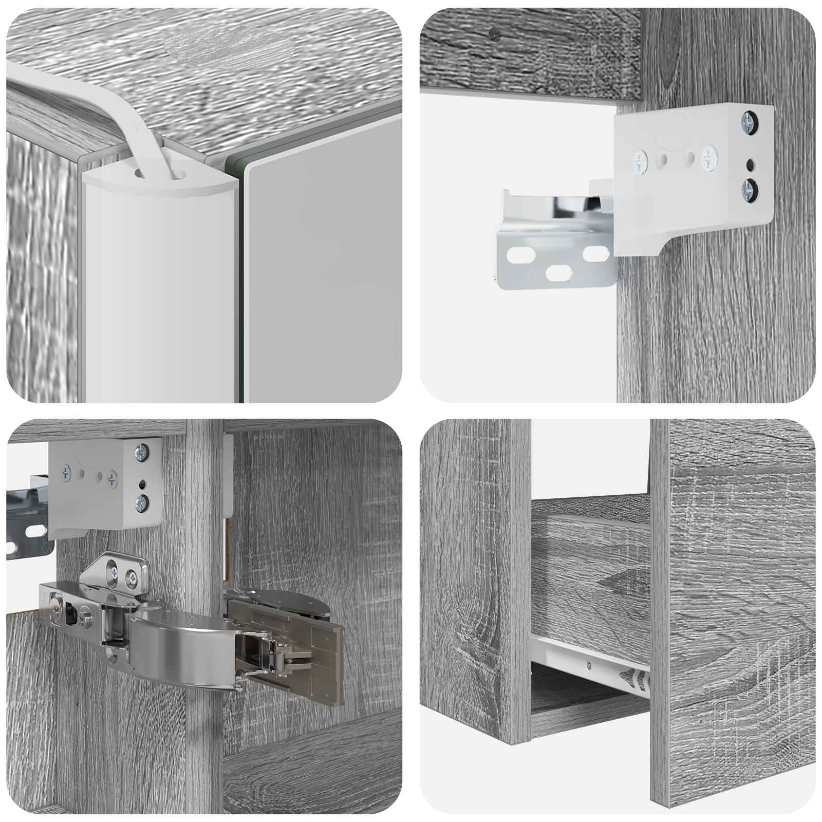 Ensemble de mobilier de salle de bain 5 pcs Sonoma gris
