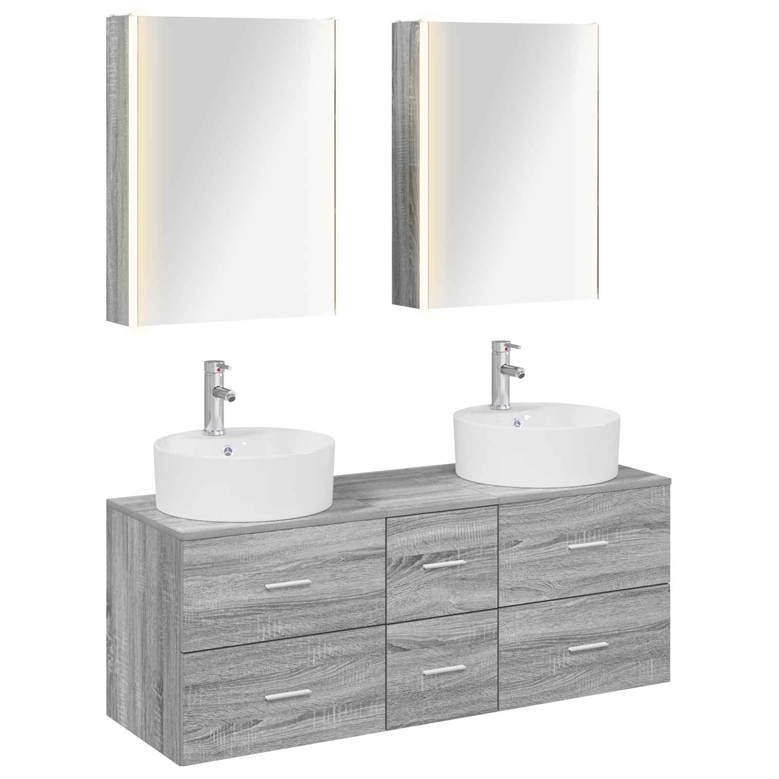 Ensemble de mobilier de salle de bain 5 pcs Sonoma gris