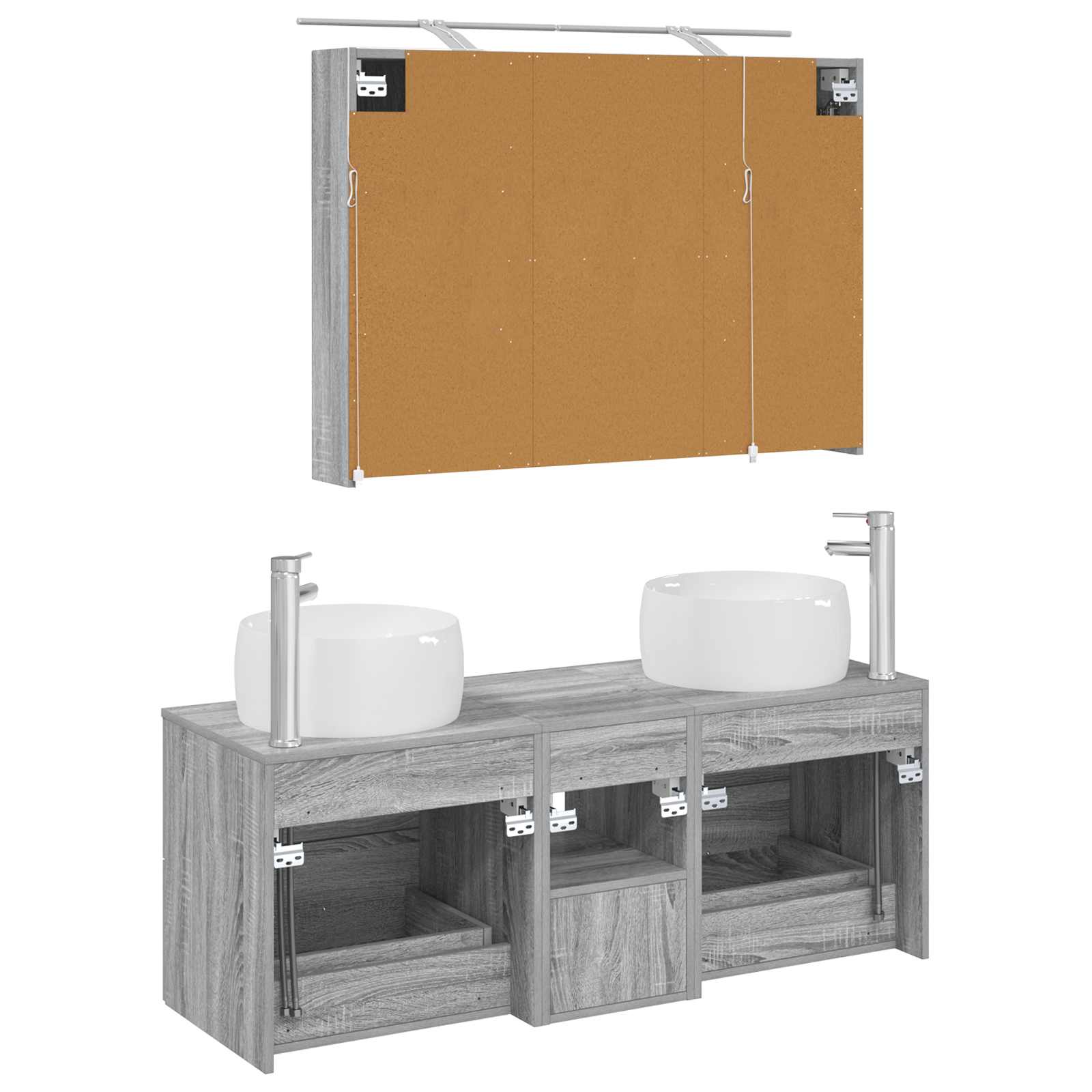 Ensemble de mobilier de salle de bain 4 pcs Sonoma gris