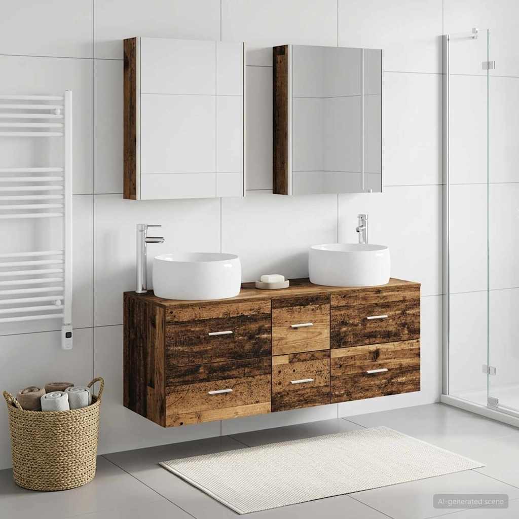Ensemble de mobilier de salle de bain 5 pcs Bois ancien