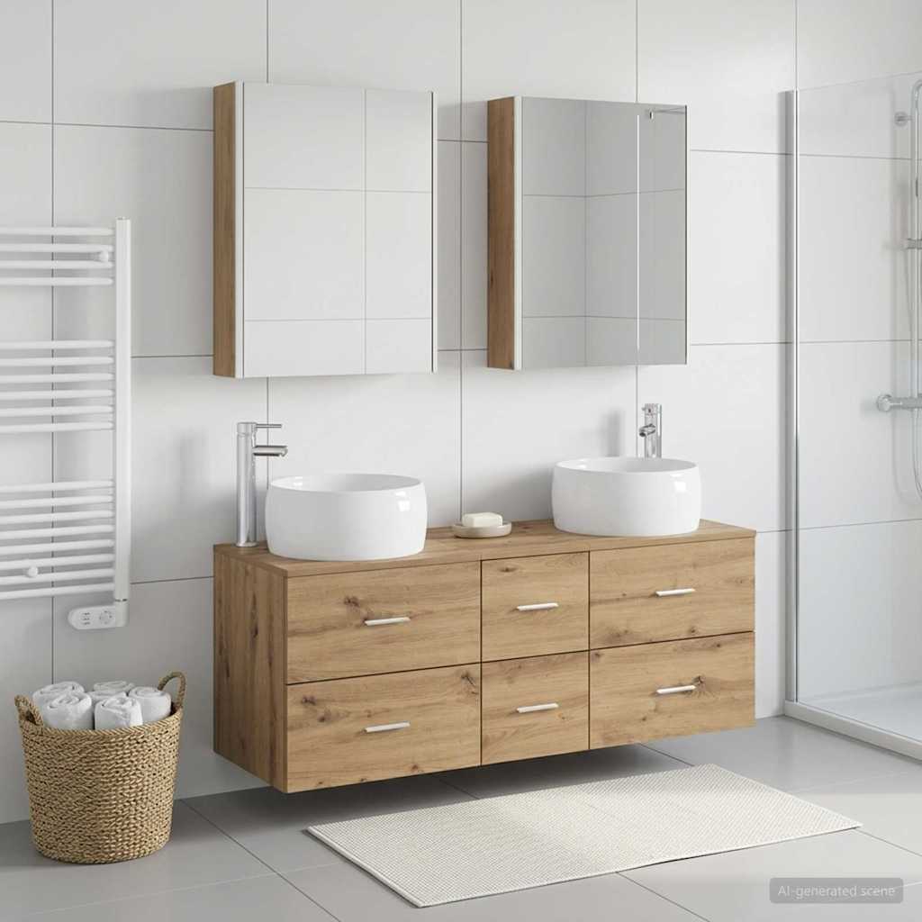 Ensemble de mobilier de salle de bain 5 pcs Chêne artisanal
