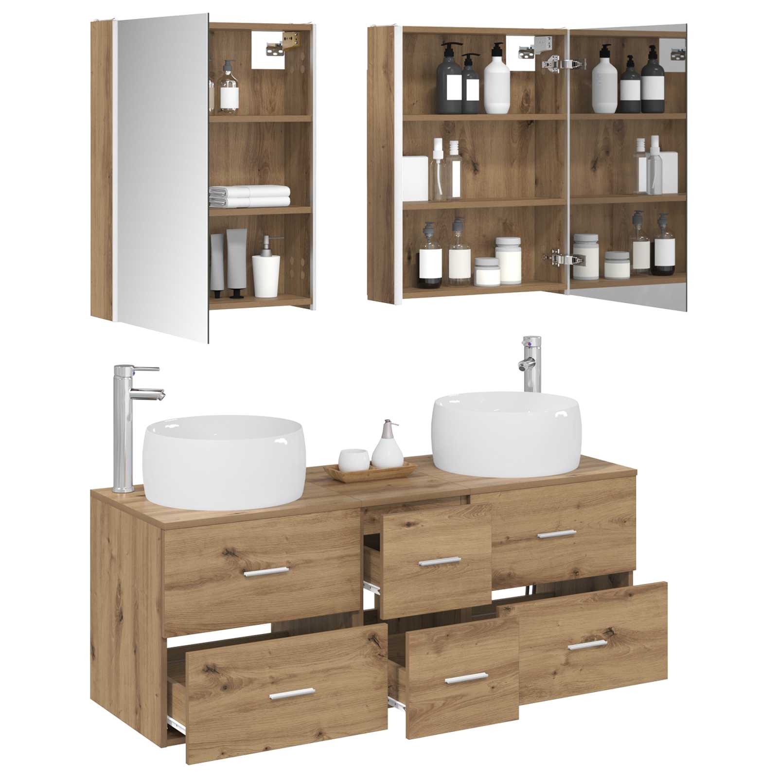 Ensemble de mobilier de salle de bain 5 pcs Chêne artisanal