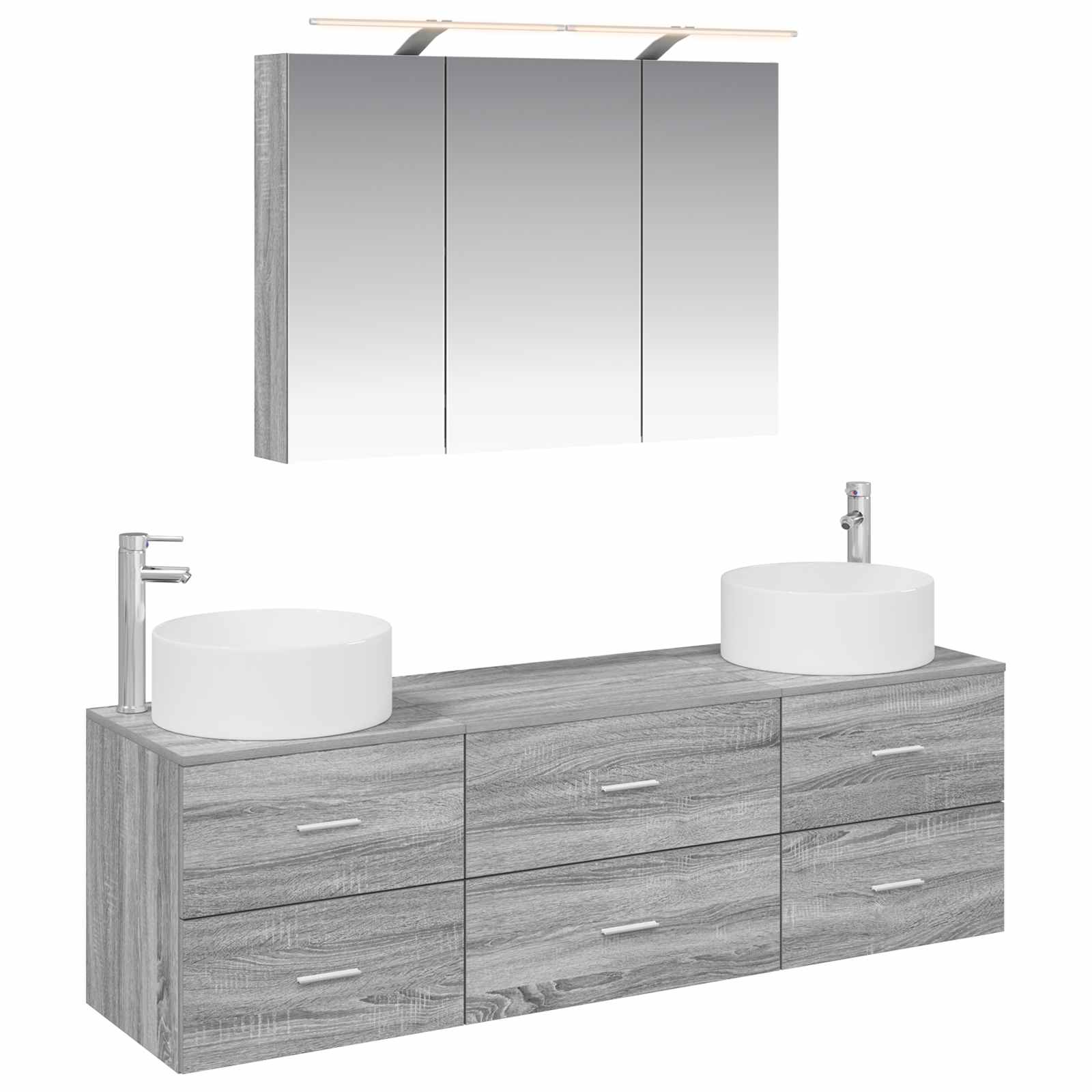 Ensemble de mobilier de salle de bain 4 pcs Sonoma gris