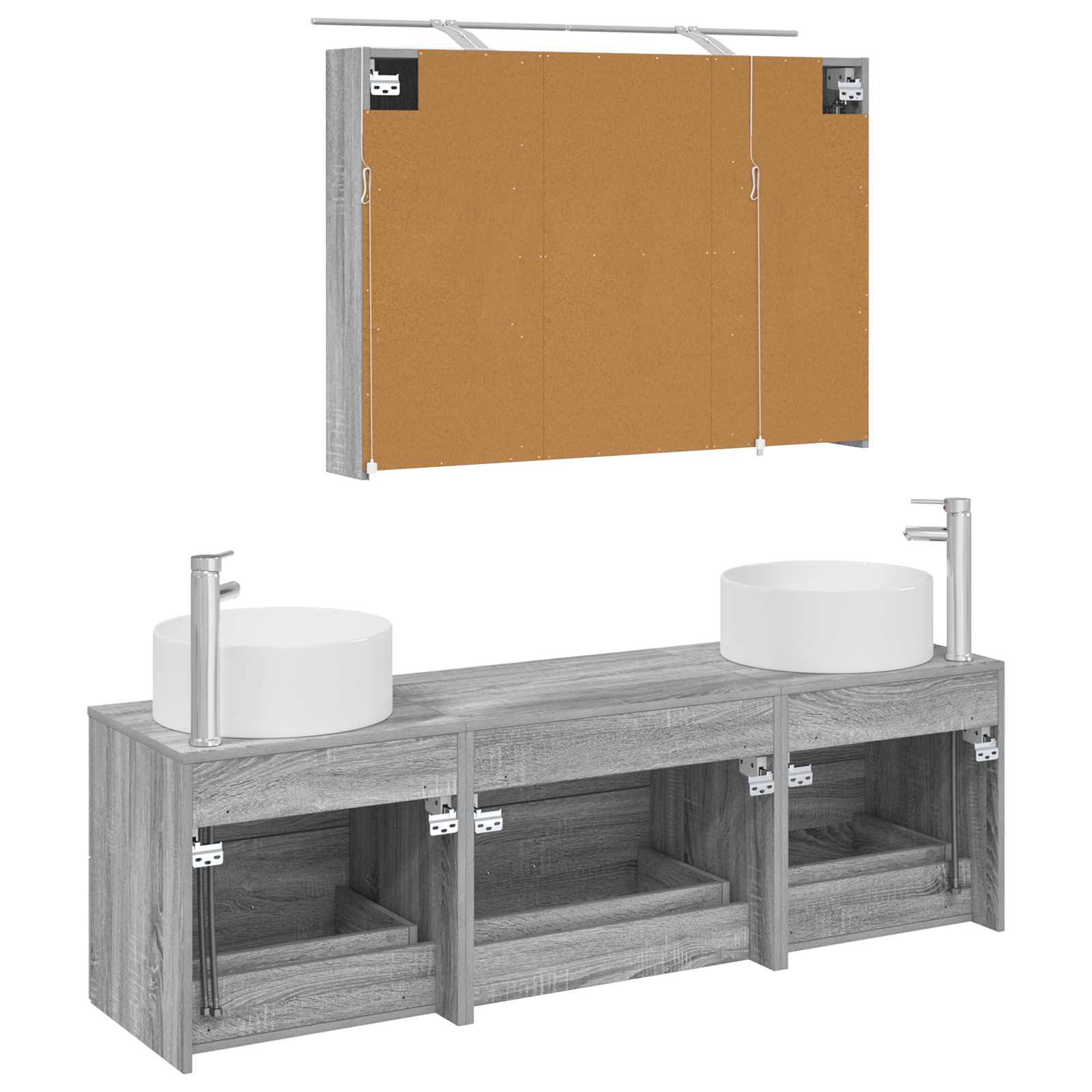 Ensemble de mobilier de salle de bain 4 pcs Sonoma gris