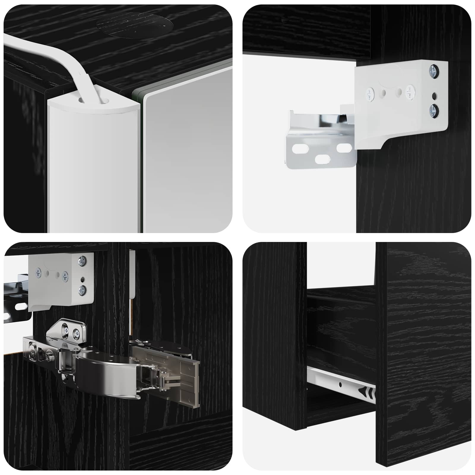 Ensemble de mobilier de salle de bain 4 pcs Chêne noir