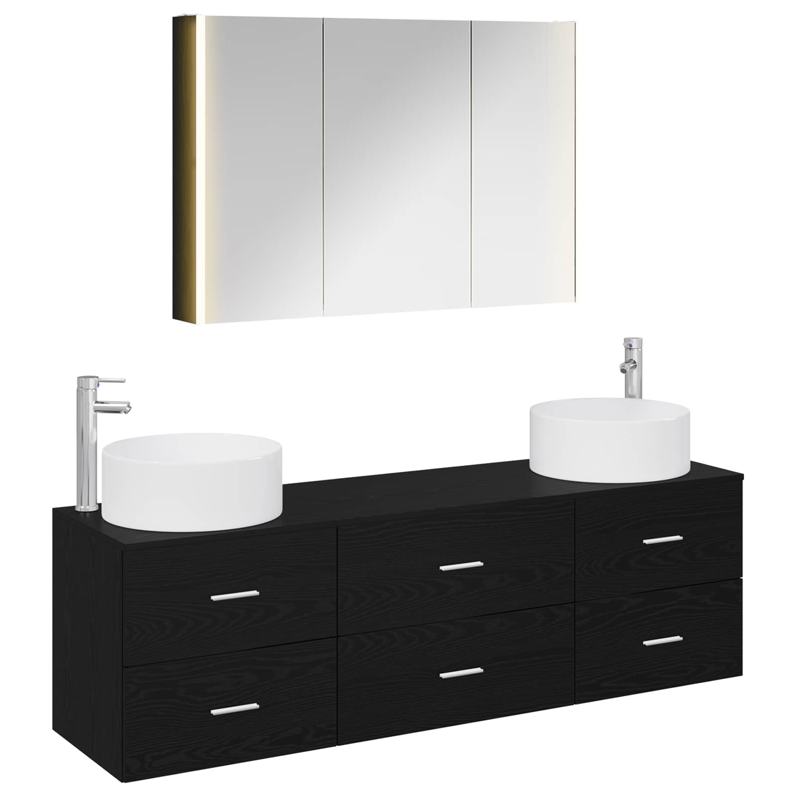 Ensemble de mobilier de salle de bain 4 pcs Chêne noir