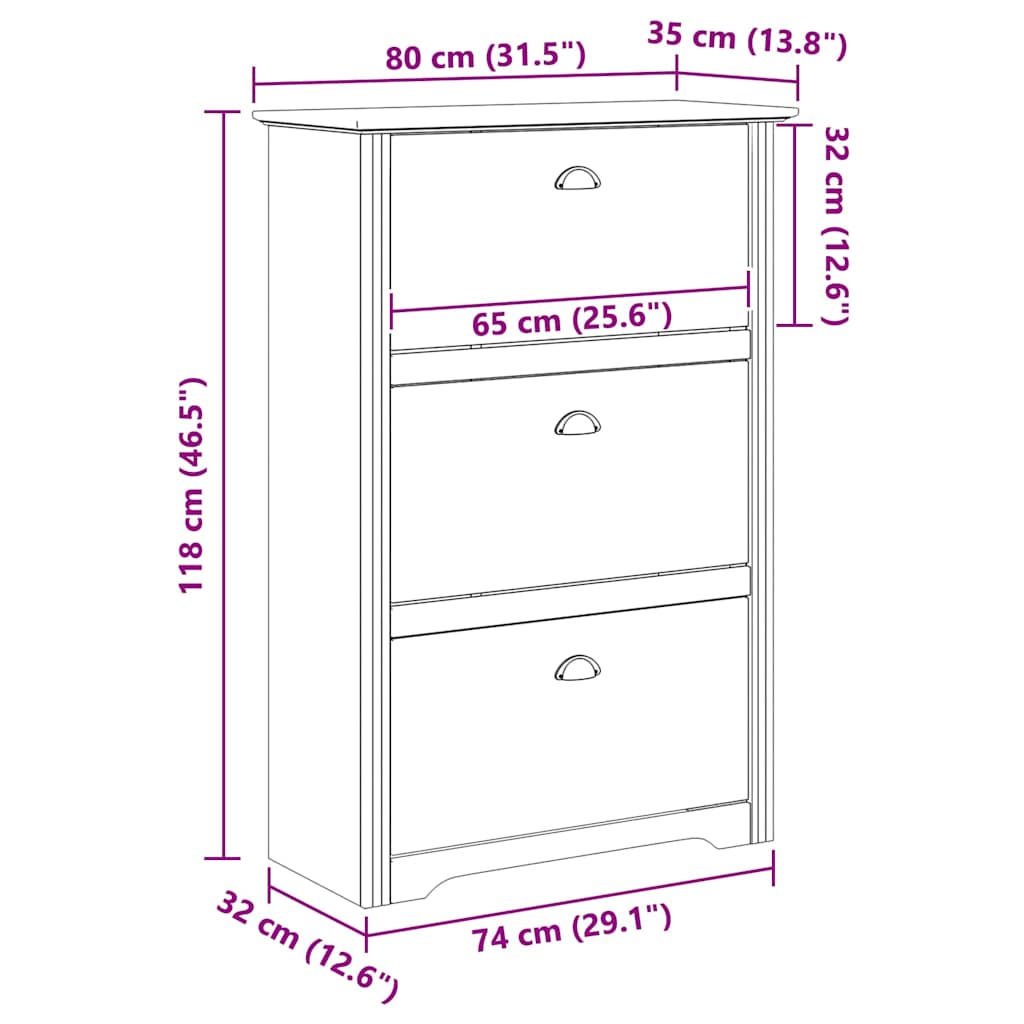 Rack à chaussures avec tiroir BODO Marron miel 80 x 35 x 118 cm - XIOS