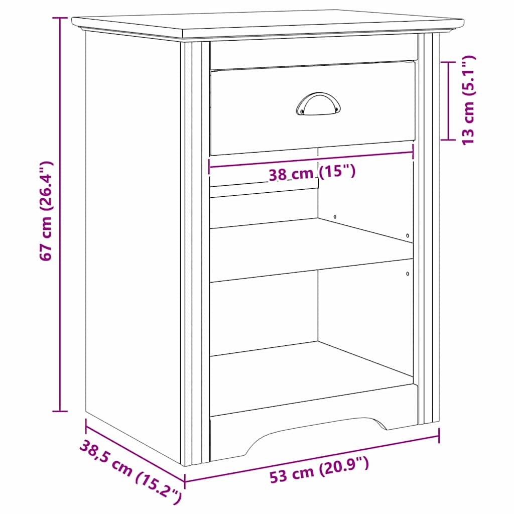 Cabinet de chevet BODO Marron miel 53 x 38,5 x 67 cm - XIOS