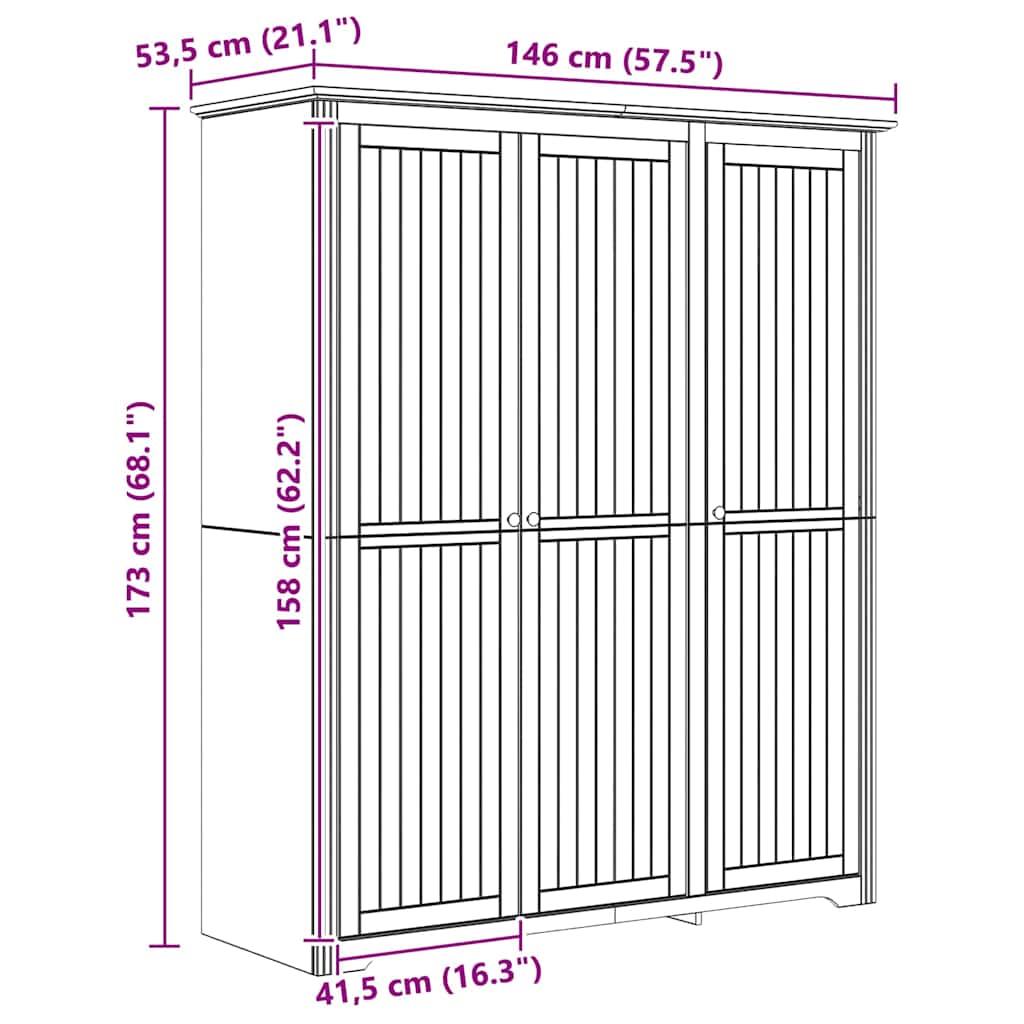 Armoire BODO Marron miel 146 x 53,5 x 173 cm Bois d'ingénierie - XIOS