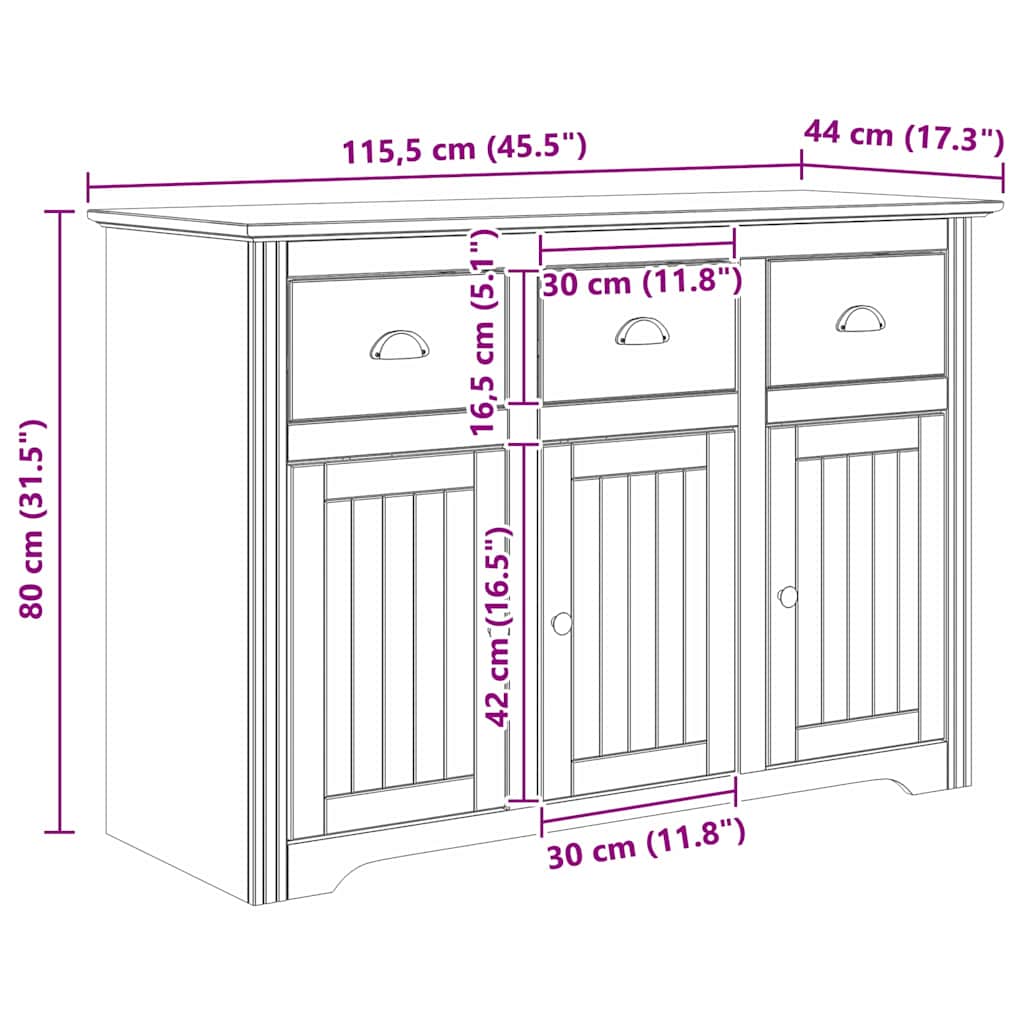 Buffet BODO Marron miel 115,5 x 44 x 80 cm Bois d'ingénierie - XIOS
