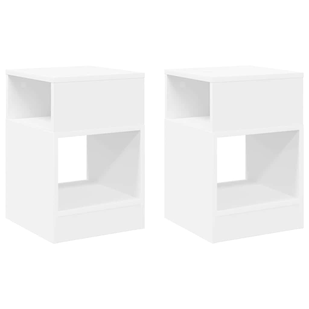 Table d'appoint 2 pcs Blanc 30,5 x 30 x 45 cm Bois d'ingénierie