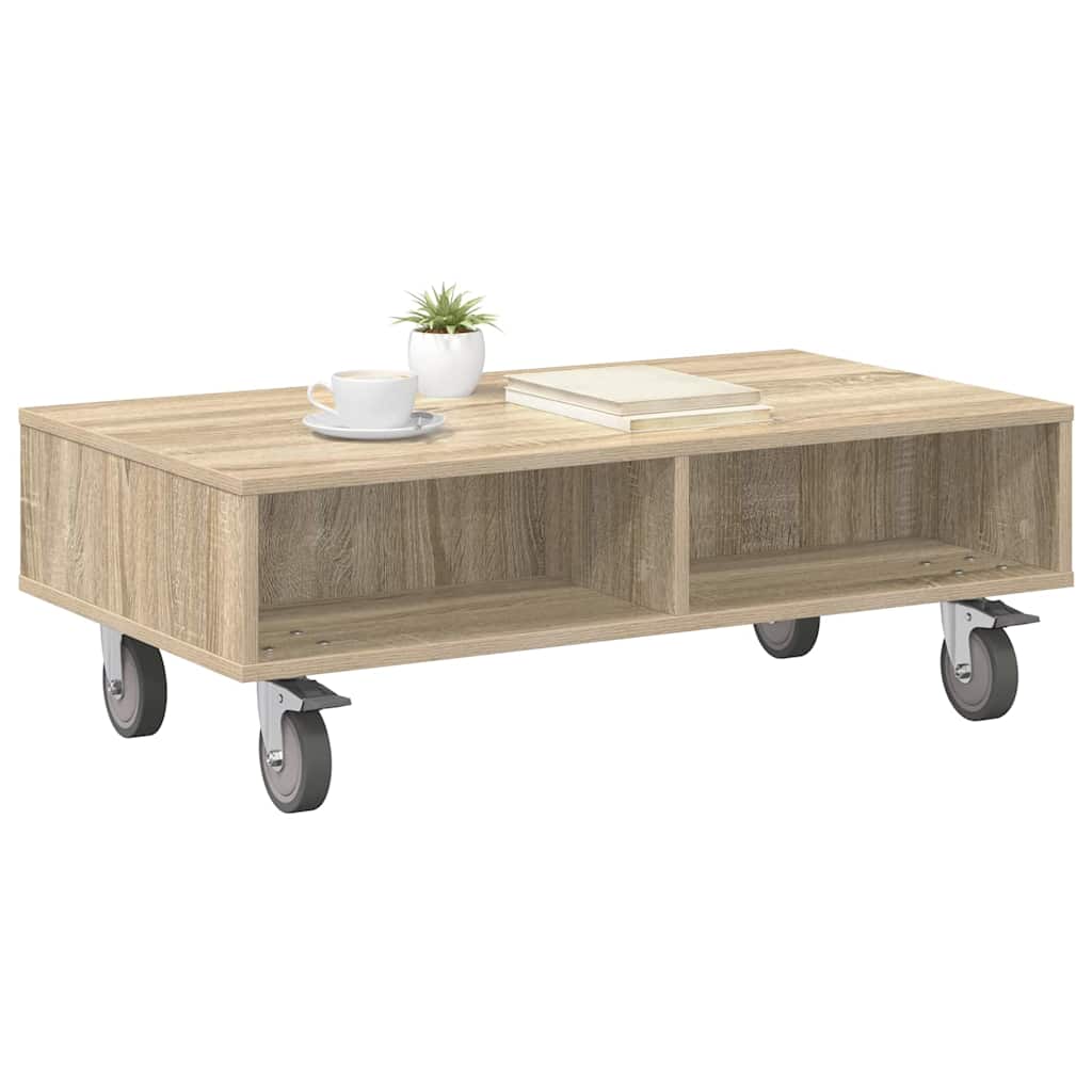Table d'appoint avec roues Chêne Sonoma 90 x 50 x 30 cm - XIOS