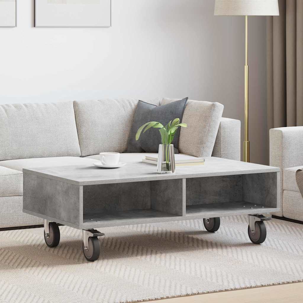 Table d'appoint avec roues Gris béton 90 x 50 x 30 cm - XIOS