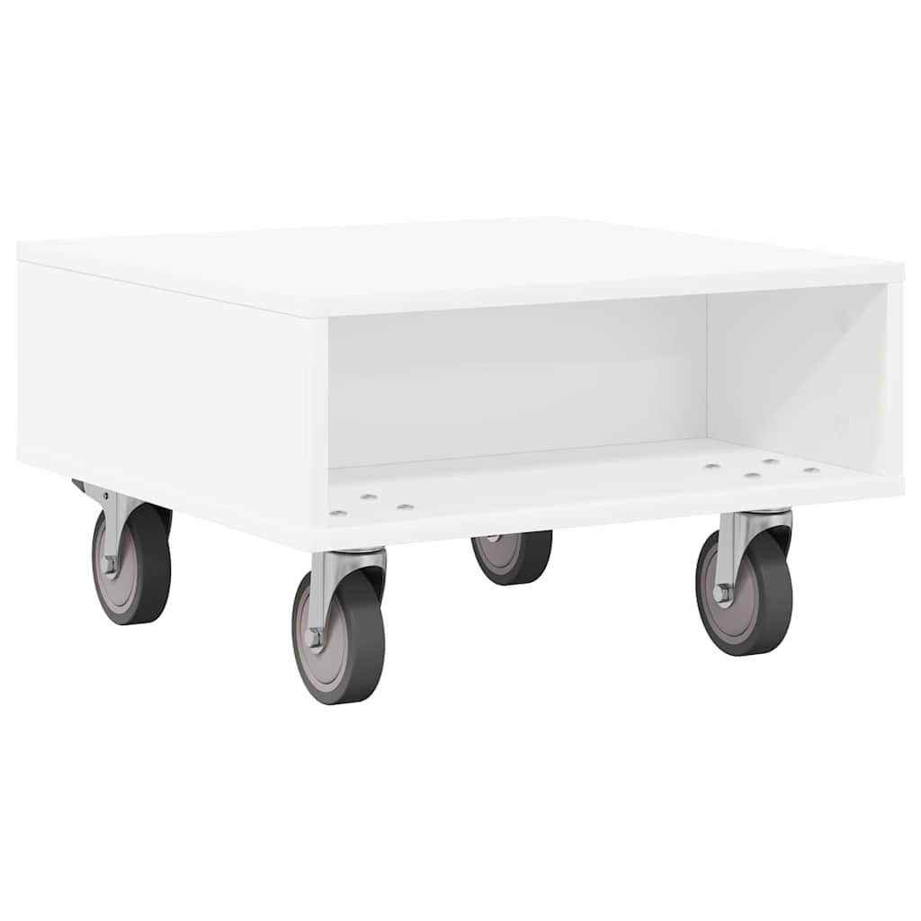 Table d'appoint avec roues Blanc 50 x 50 x 30 cm - XIOS
