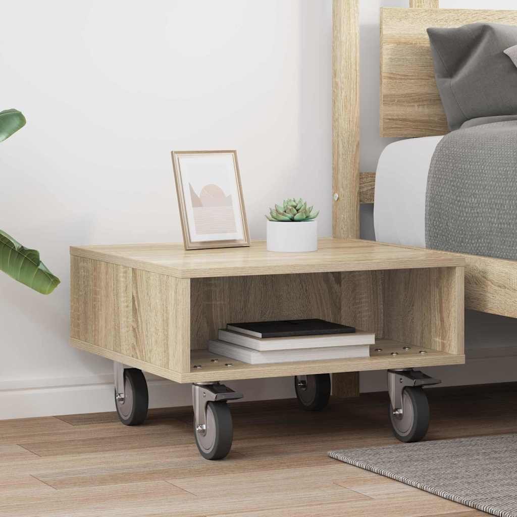 Table d'appoint avec roues Chêne Sonoma 50,5 x 50 x 30 cm - XIOS
