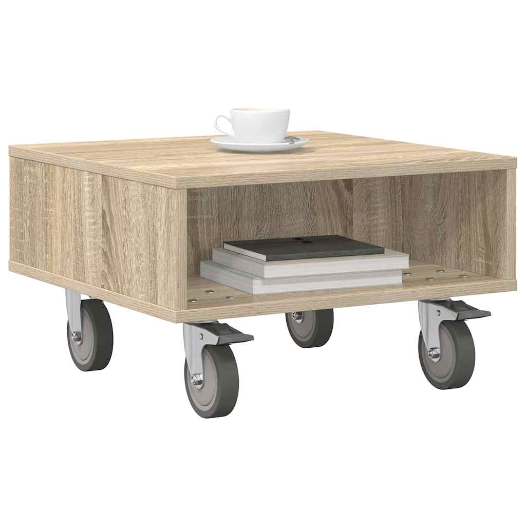 Table d'appoint avec roues Chêne Sonoma 50,5 x 50 x 30 cm - XIOS