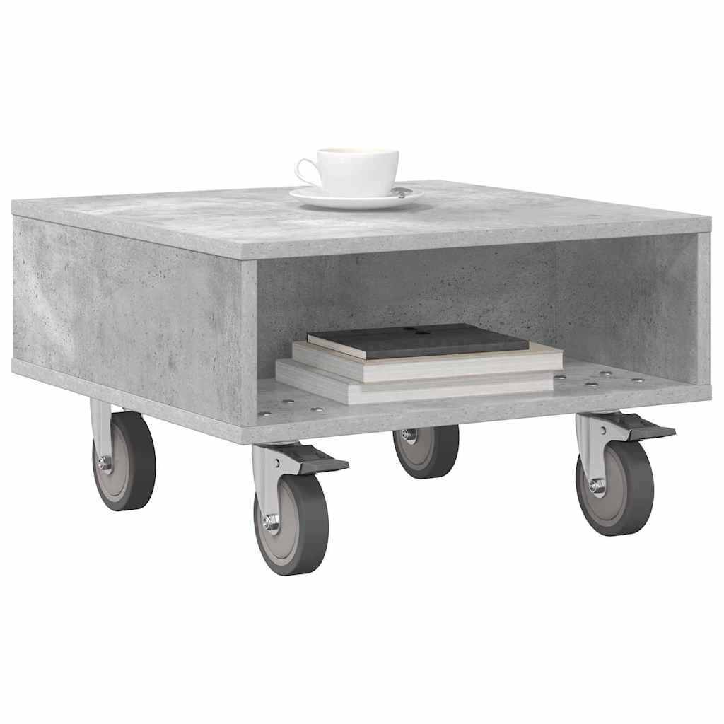 Table d'appoint avec roues Gris béton 50 x 50 x 30 cm - XIOS