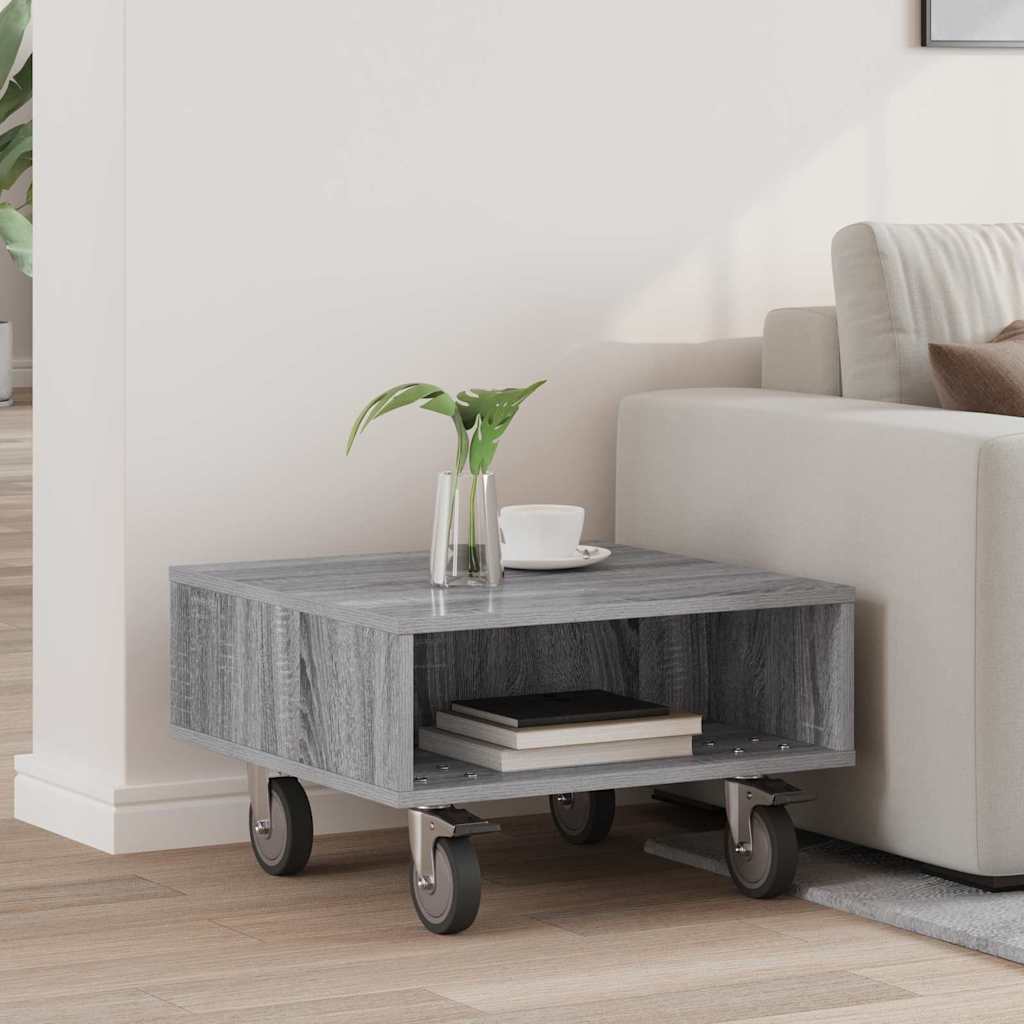 Table d'appoint avec roues Gris Sonoma 50,5 x 50 x 30 cm - XIOS