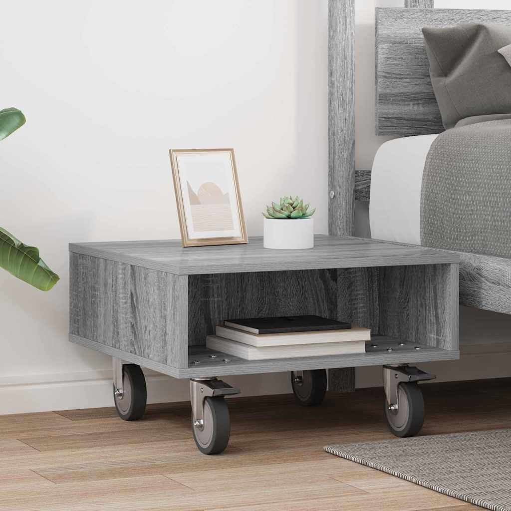 Table d'appoint avec roues Gris Sonoma 50,5 x 50 x 30 cm - XIOS