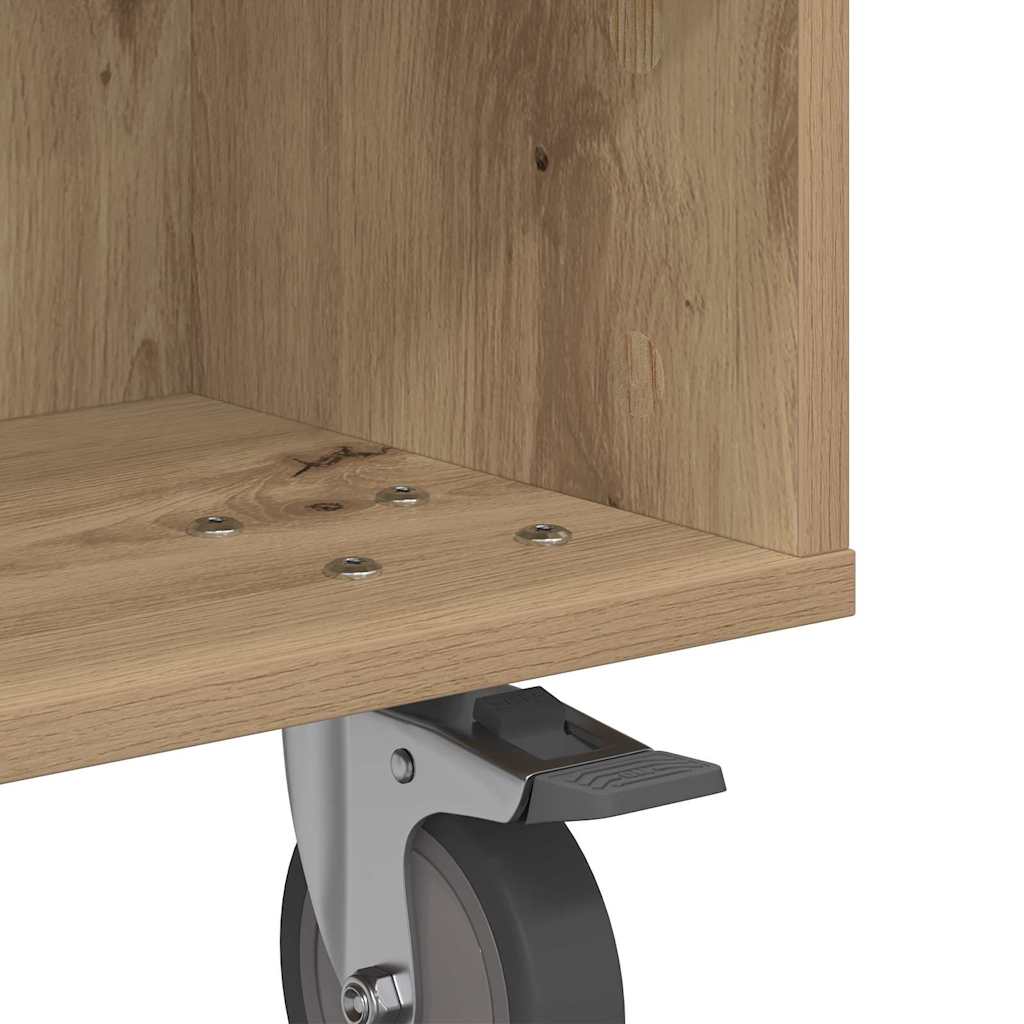 Table d'appoint avec roues Chêne artisanal 50 x 50 x 30 cm - XIOS