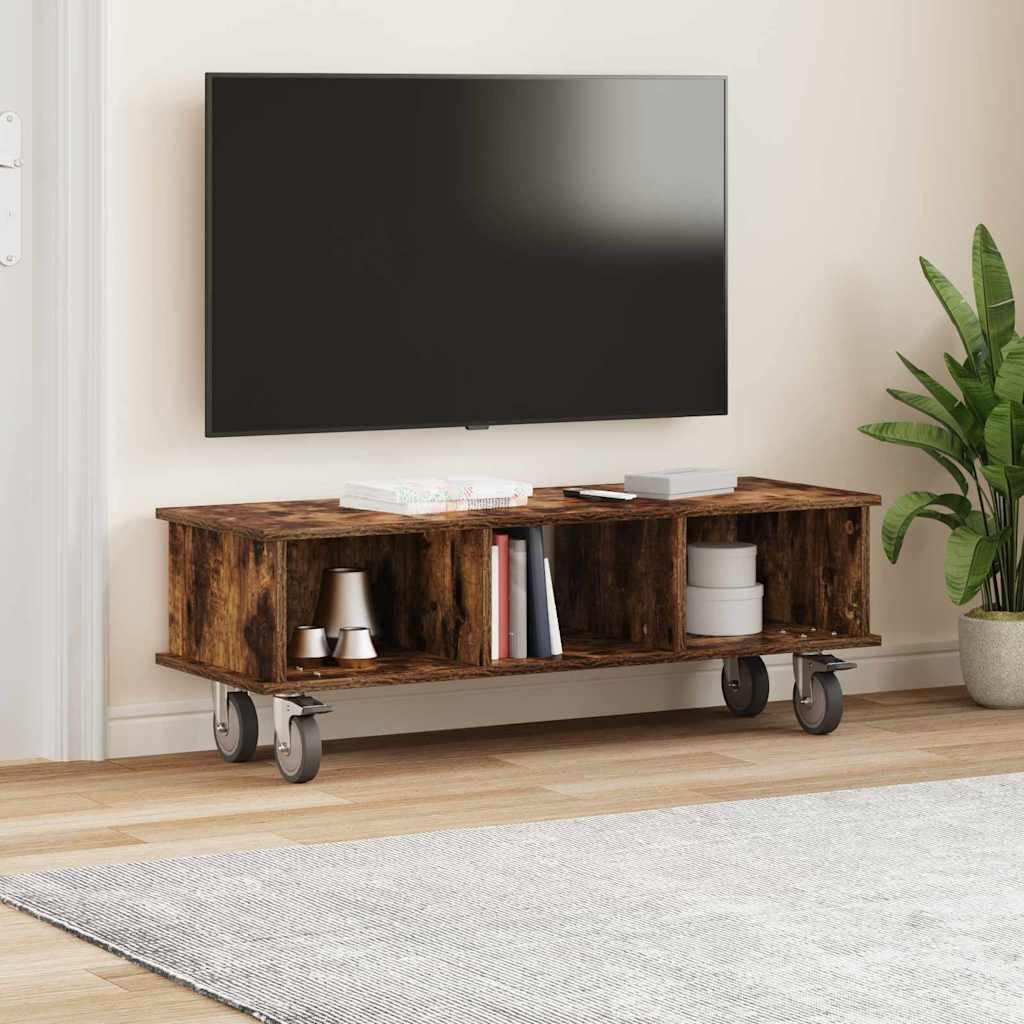 Meuble TV Chêne fumé 100 x 35 x 35 cm Bois d'ingénierie - XIOS