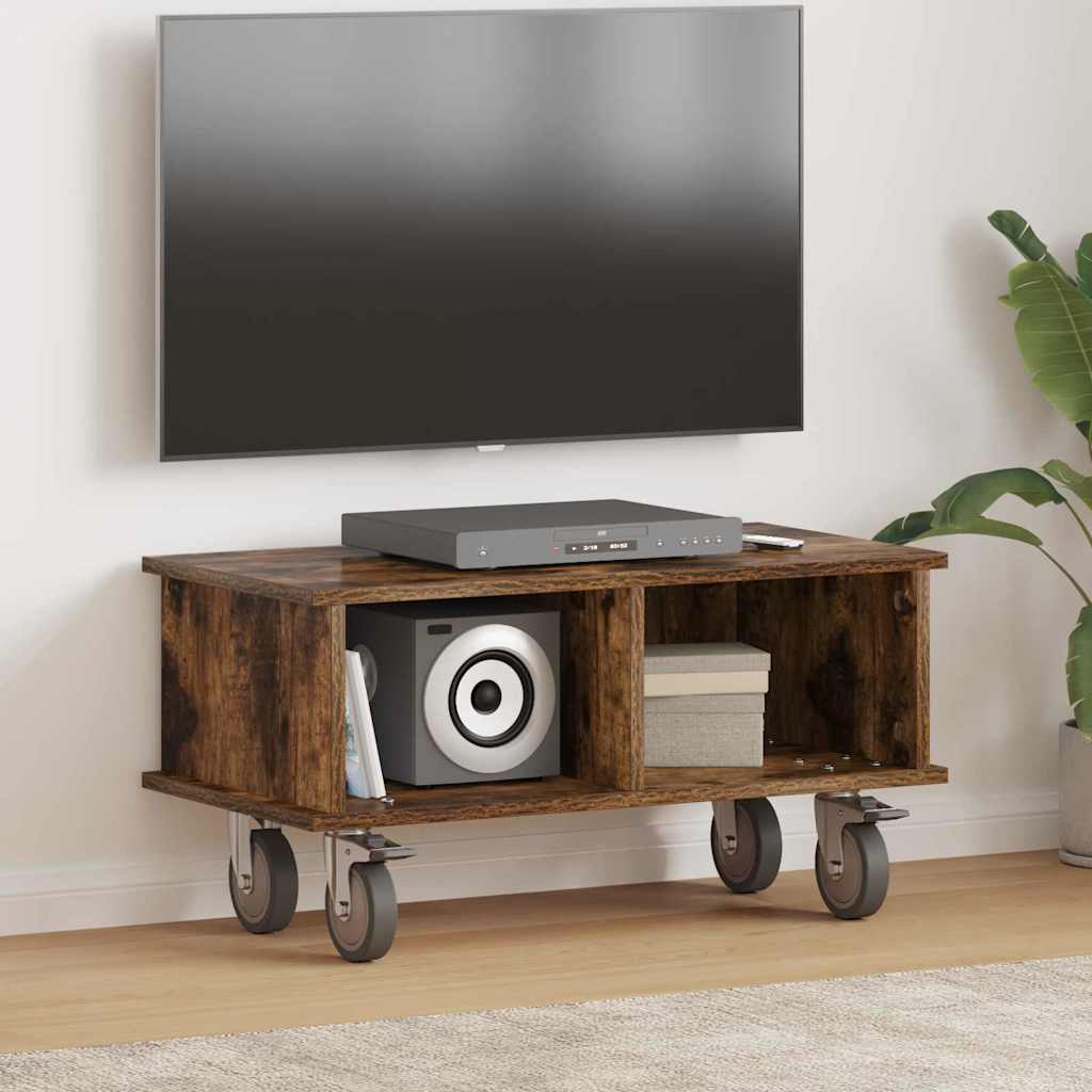 Meuble TV Chêne fumé 68,5 x 35 x 35 cm Bois d'ingénierie - XIOS