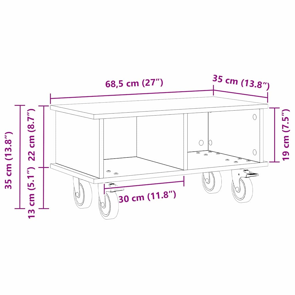Meuble TV Gris Sonoma 68,5 x 35 x 35 cm Bois d'ingénierie - XIOS