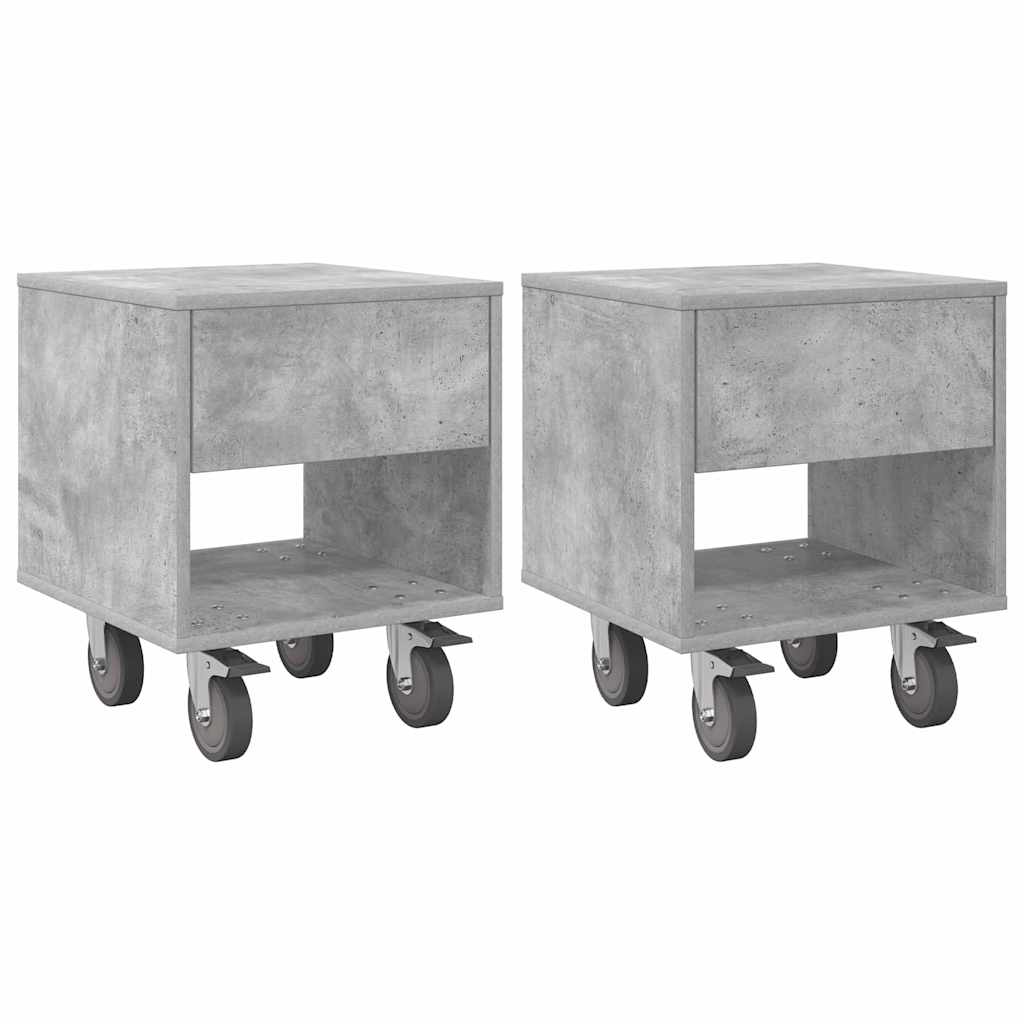 Table de chevet 2 pcs Gris béton 40,5 x 40 x 48 cm - XIOS