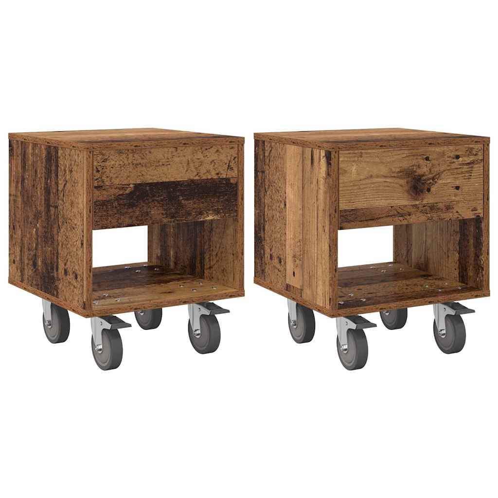 Table de chevet 2 pcs Bois ancien 40,5 x 40 x 48 cm - XIOS
