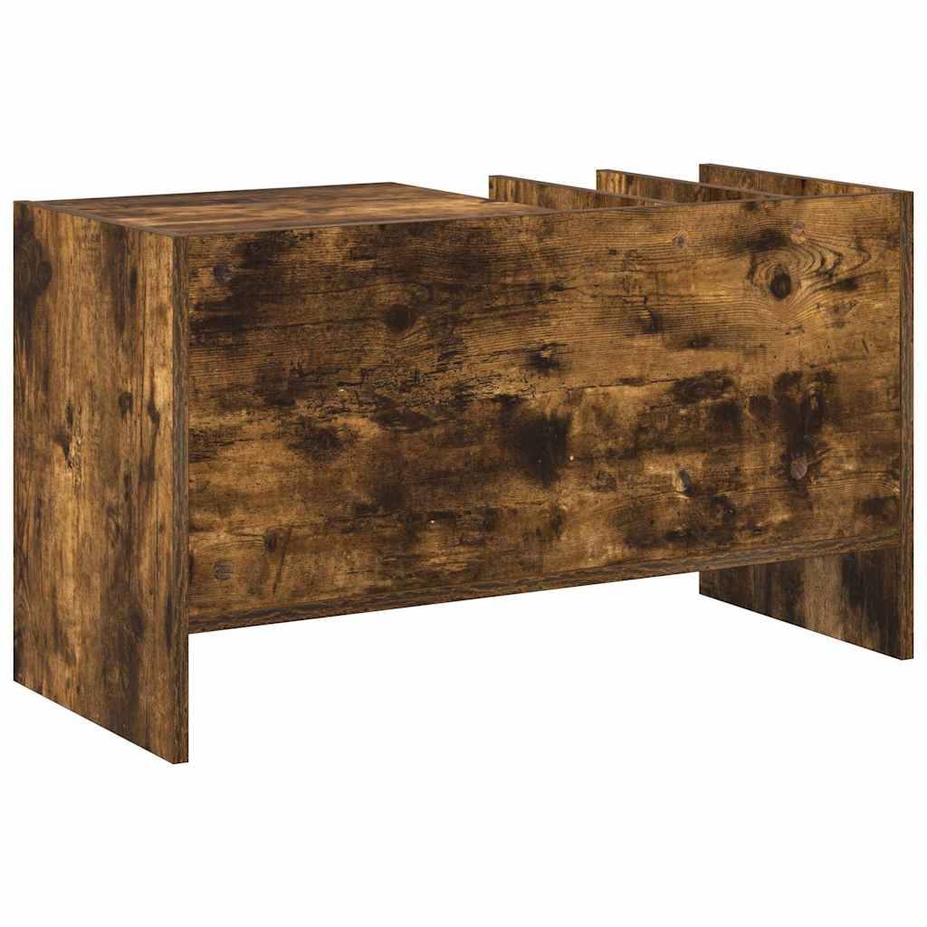 Meuble à vinyles Chêne fumé 78,5 x 35 x 45 cm Bois d'ingénierie
